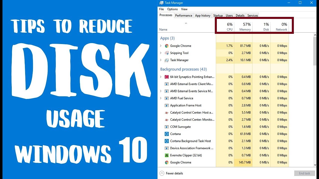 How To Reduce 100 Disk Usage In Windows 10