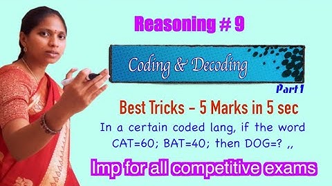Coding and Decoding (part1) | Reasoning Tricks | For placement tests, job interviews & all exams
