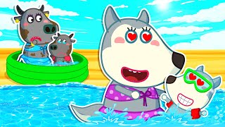 My Family vs Your Family Playing at the Beach! 🐺 Funny Stories for Kids @LYCANArabic