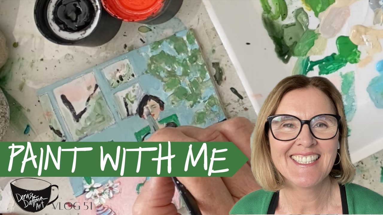 TINY PAINTING - PAINT WITH ME Quiet Time in the  Studio Art Vlog 51 Figurative Petite Interior Play