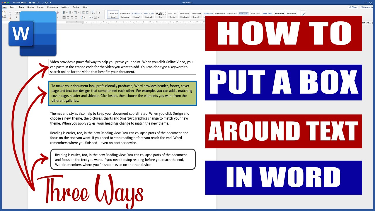 In Word How to Put a Box around Text 3 x Ways