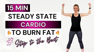 15 Min 🔥 STEADY STATE CARDIO 🔥 Fat Burning Workout for Weight Loss | Low Impact | No Jumping