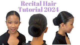 Recital Hair Tutorial 2024 (Low Donut Bun With Middle Part)