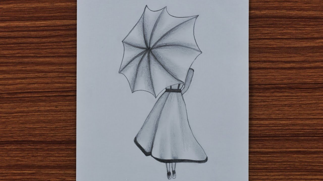 Easy Pencil Drawing for Beginners - A Girl with Umbrella - Step by Step - YouTube