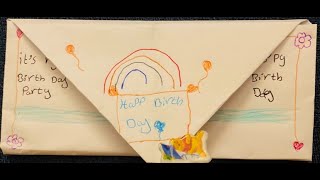 كيف تصنع مظروف جميل للأطفال بالورق والألوان من غير مقص؟-  How to make an easy paper envelope?