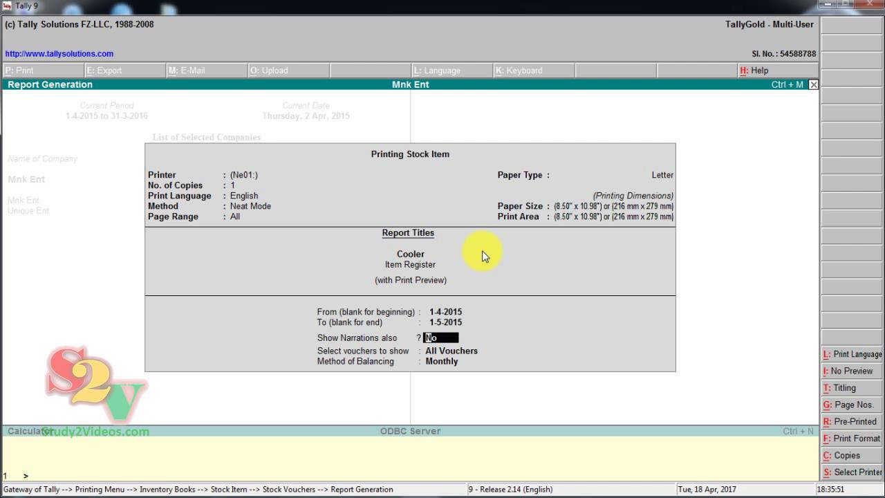 030 how to multi account printing tally erp 9 in hindi il part 3