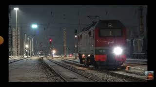 Смена ЭП2К на ЭП1М на станции Рязань-2(видео LIB1995)