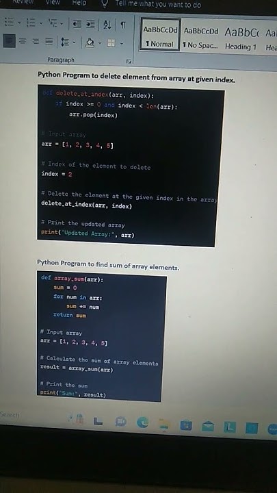 Python program to delete element from array at given index, python ...