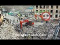 Видео с высоты,  с эпицентра событий в Бородянке: центр, спасатели разгребают завалы панелек ...