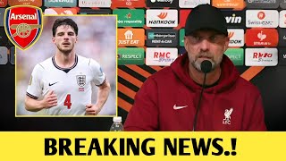 JÜRGEN KLOPP SHOCKING TO DECLAN RICE ABOUT THE BEST MIDFIELDER IN THE WORLD RIGHT NOW!- ARSENAL NEWS