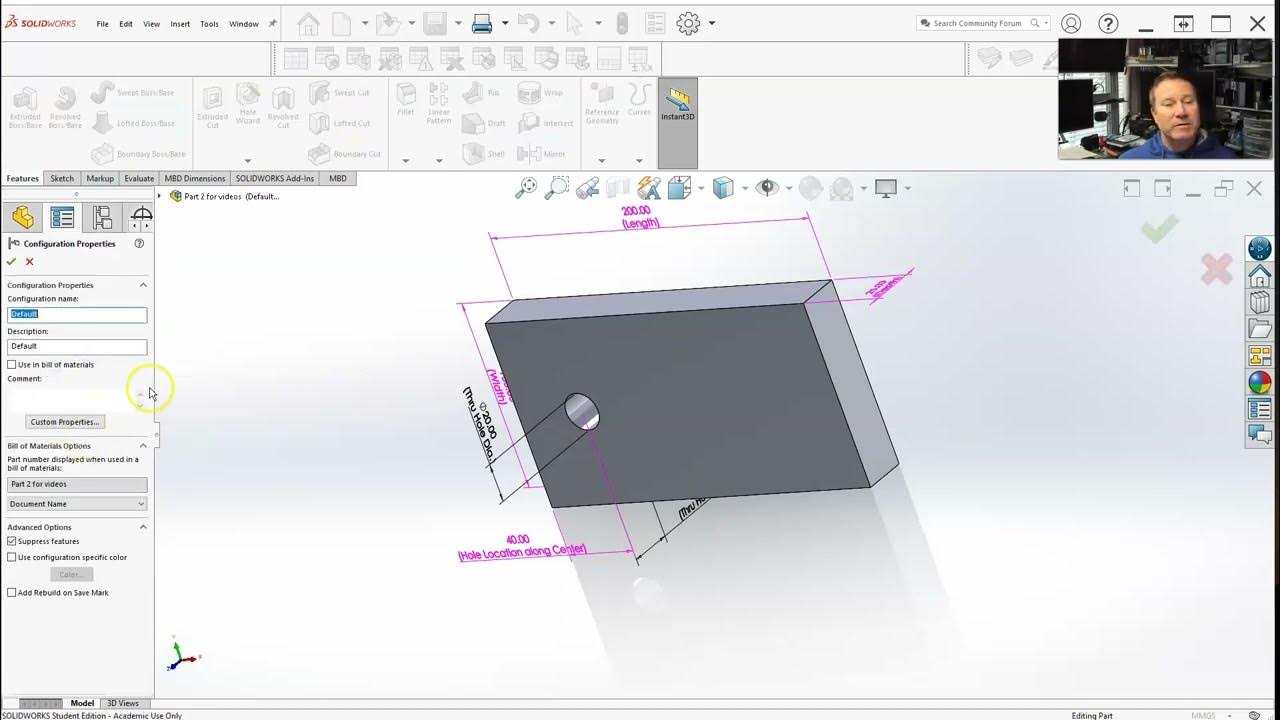 Solidworks design table basics configuration properties section 7 4