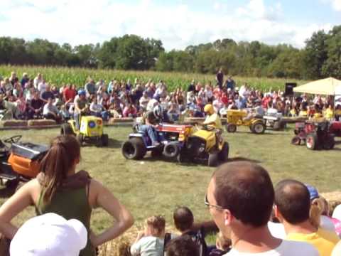 Redneck riding lawnmower demolition, Cory Apple Fe...