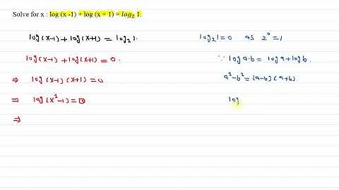 Solve for x : log (x -1) + log (x + 1) = 〖log〗_2 1.