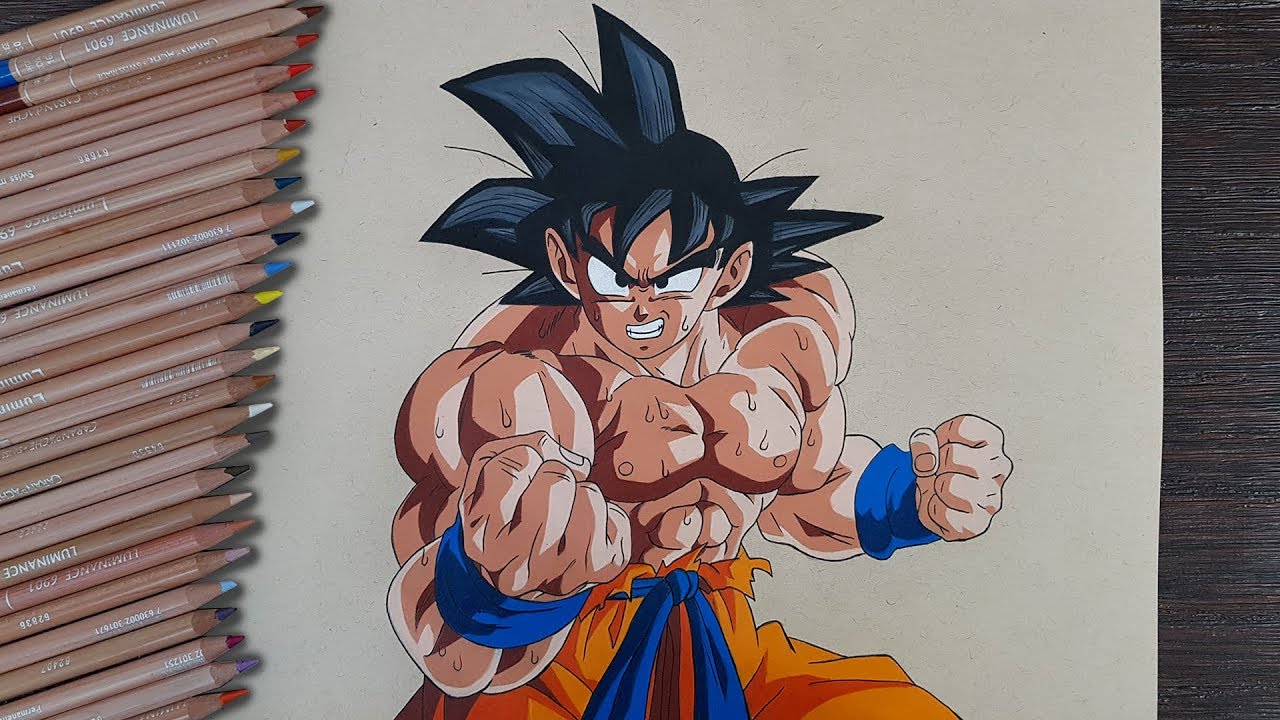 Drawing Goku Ultra Instinct Colored Pencils