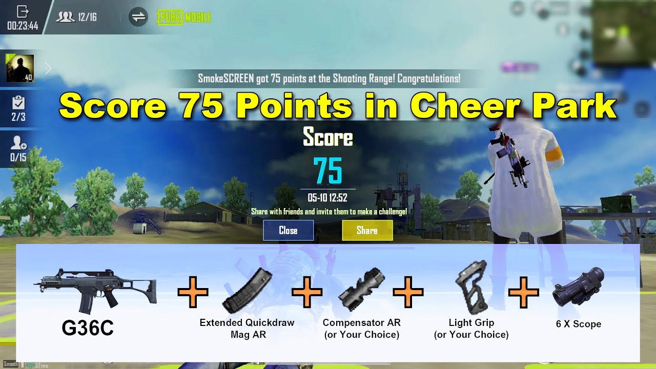 How to Score 75 Points in Cheer park Shooting range PUBG YouTube