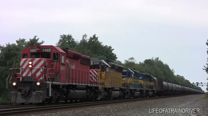 00019 RARE!!! Mechanical Bells, Brass Bells, Solid SD40's Wide Open!! Eastbound Train - La Porte, IN
