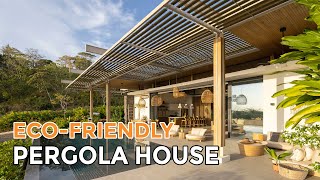 EcoFriendly Living: Pergola House with Solar Panels for Free Energy