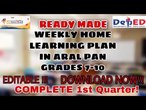 Free WEEKLY HOME LEARNING PLAN FOR ARALPAN GRADE 7-10