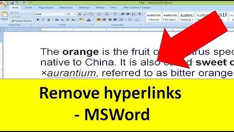 Remove all hyperlinks at same time - MS Word