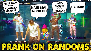 Full funny noob prank on random pro players in world chat went wrong 😑- free fire