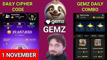 GEMZ DAILY CIPHER CODE + DAILY COMBO 1 NOVEMBER | GEMZ DAILY CODE TODAY | GEMZ DAILY COMBO TODAY