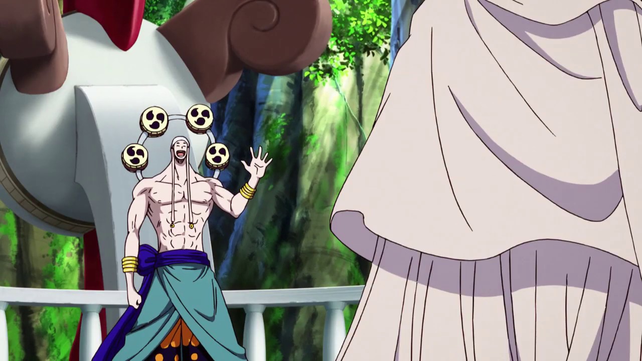 Бог Энель появляется на корабль к Мугивар/В этой игре побеждает тот, кто выживает