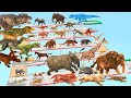 Animal vs Dinosaurs Speed Race Run Zigzag Down Course! from Outside Animal Revolt Battle Simulator