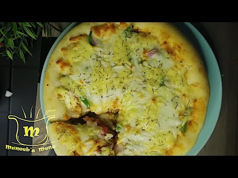 Deep Dish Pizza Recipe | Chicken Tikka Pizza | Deep Pan Pizza By Muneeb's Menu