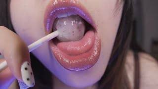 ASMR Eating a large lollipop, the wide-angle lens shooting is very impressive🤪💕