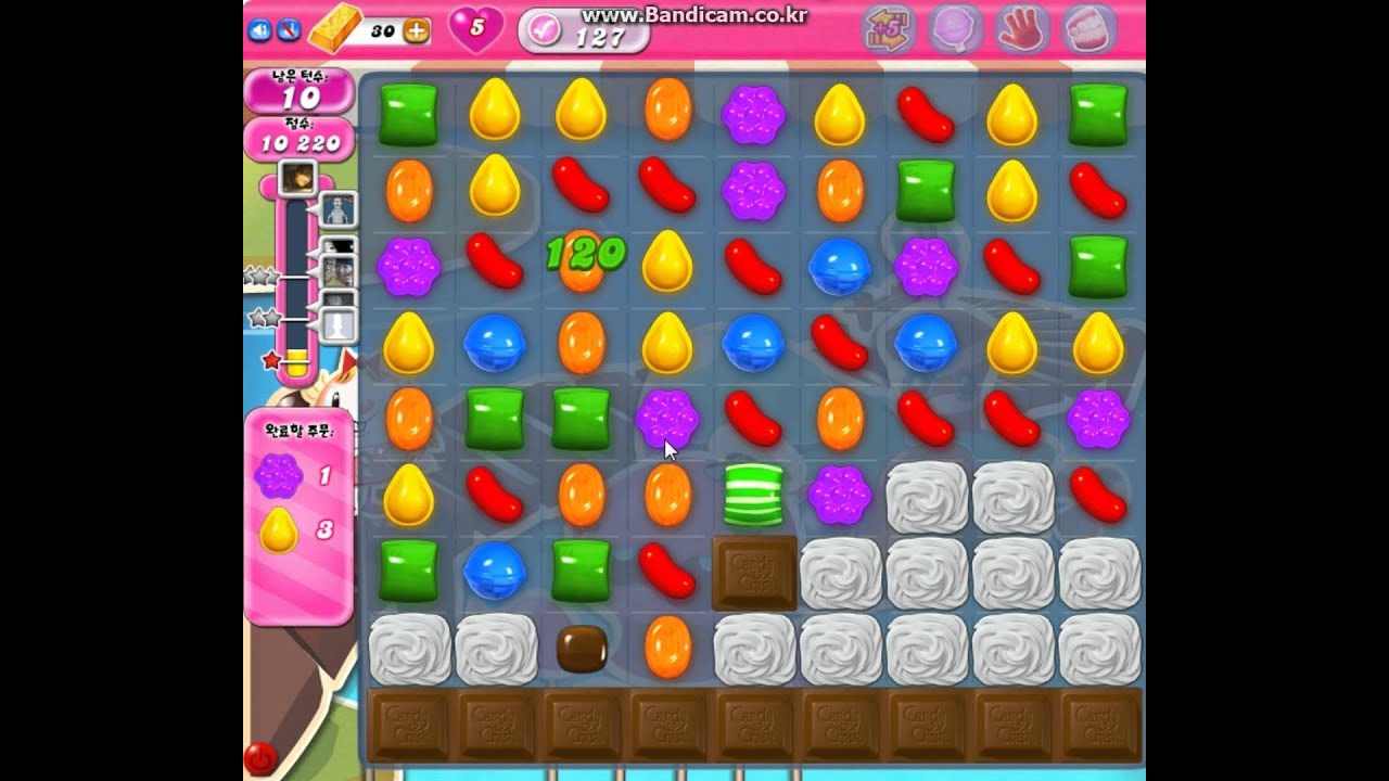 How To Pass Level 127 On Candy Crush Candy Crush Saga Level 127 No booster clear (캔디 크러쉬 사가 127 레벨 공략) - YouTube