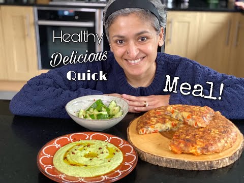 CHICKPEAS PEPPER POTATO FRITTATA  Delicious healthy frittata with hummus amp salad  Food with Chetna