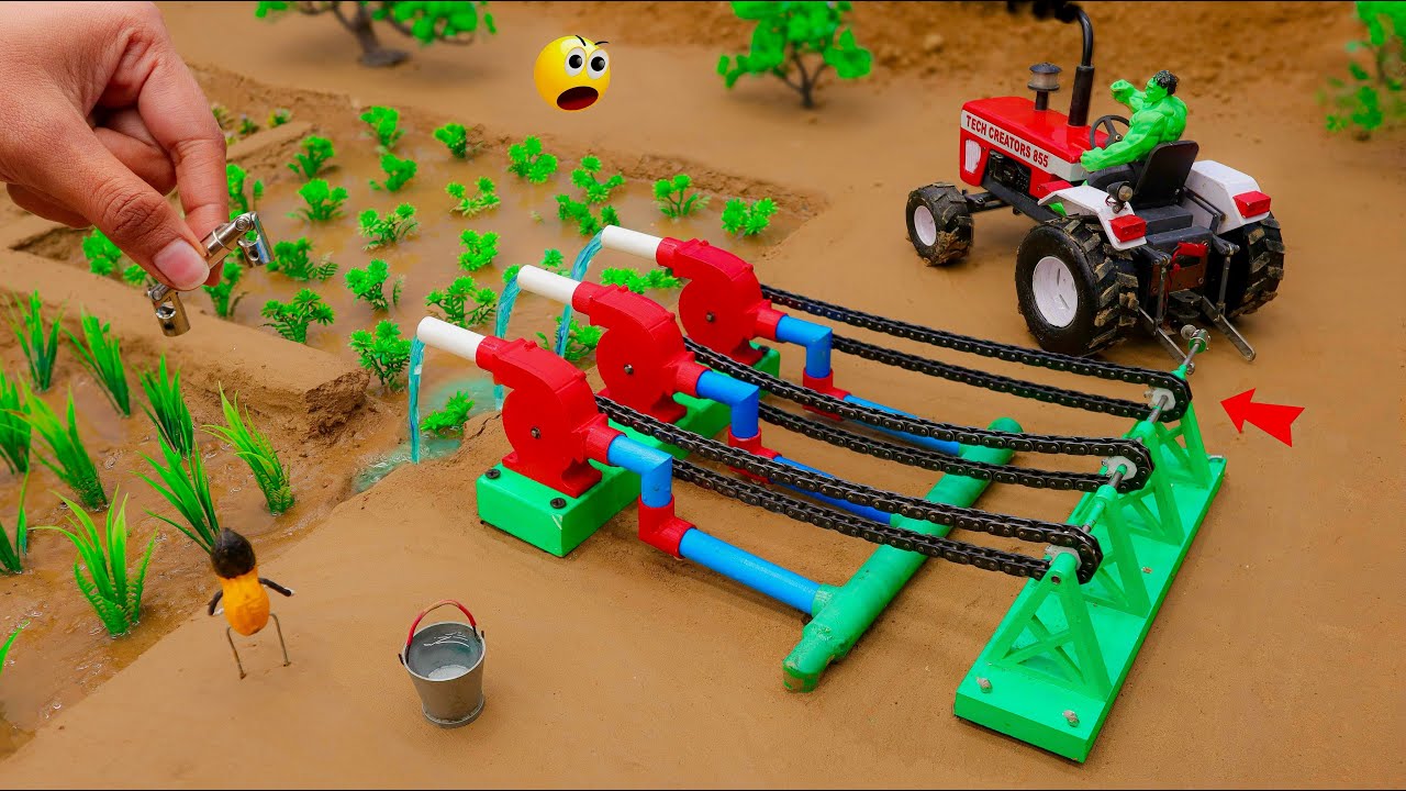 diy tractor making water pump with chain pump construction science project  @TechCreatorsOfficial