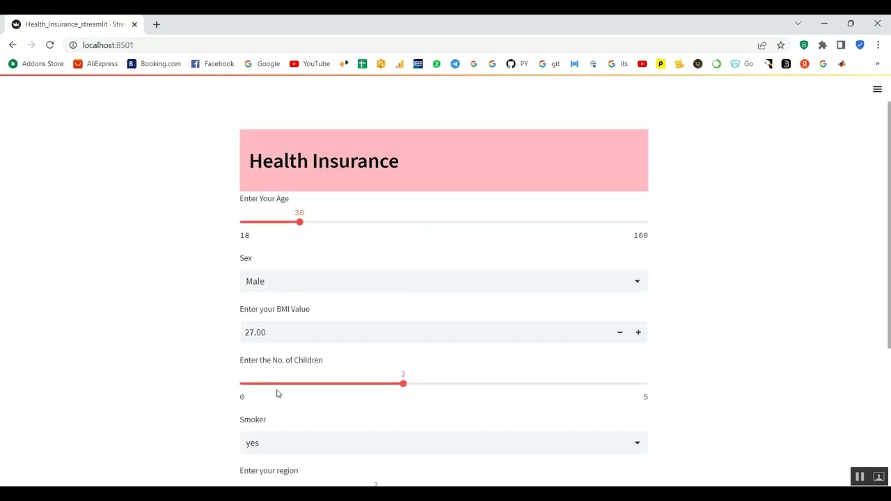 Health Insurance CNN Rain Streamlit App in Python Projects