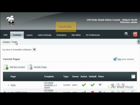 How to change the page template in CMS Made Simple