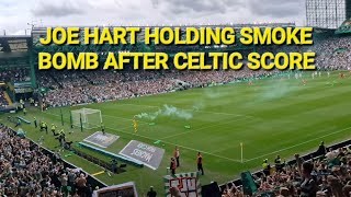 Joe Hart Holding Smoke Bomb After Celtic Score