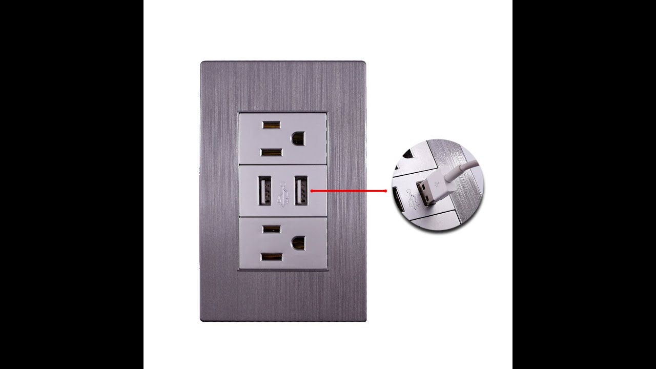 Contacto Placa Toma De Corriente Pared Conexión Usb Doble