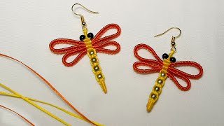 СЕРЬГИ МАКРАМЕ СТРЕКОЗЫ. DRAGONFLY MACRAME EARRINGS.