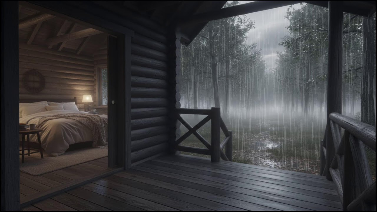Peaceful Night Rain in a Cozy Forest Cabin 🌲🌙 | Sounds for Deep Sleep
