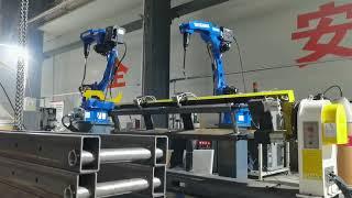 JINAN GUANSEN--Welding robot controls positioner to achieve automated welding case sharing