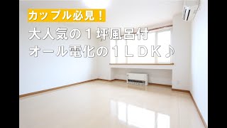 カップル必見！！！清潔感のあるオシャレな内装で、お風呂も広々とした１ＬＤＫ♪