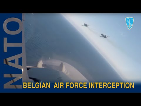 Belgian Air Force intercept group of Russian fighters flying over Baltic Sea