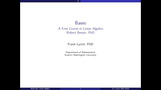 EWU Math 231: Vector Spaces - Bases