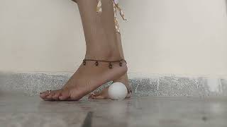 Egg ? crushing with my bare feet/Indian feet eag ? crushing video