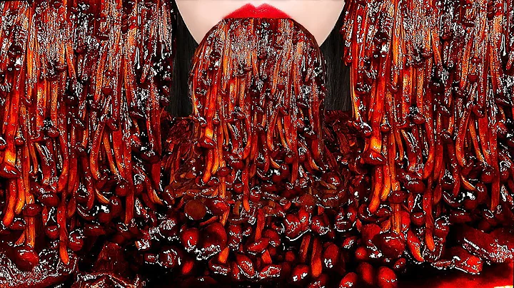 ASMR SPICY MUSHROOM FEAST ENOKI MUSHROOM, KING OYSTER MUSHROOM Mukbang Eating sounds🍄 @Ji-yoo-7