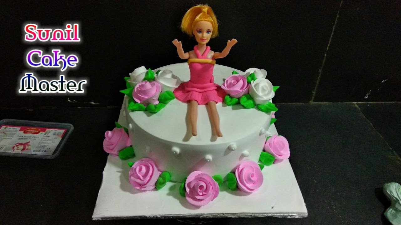 Barbie Doll Cake Pineapple Flower Fancy Cake Pink flowers