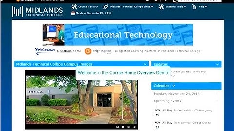 D2L Brightspace v10.4 Course Home Overview