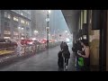 Walking NYC In HEAVY Rain & Lightning ⚡️ Rain Storm Slams Midtown Manhattan