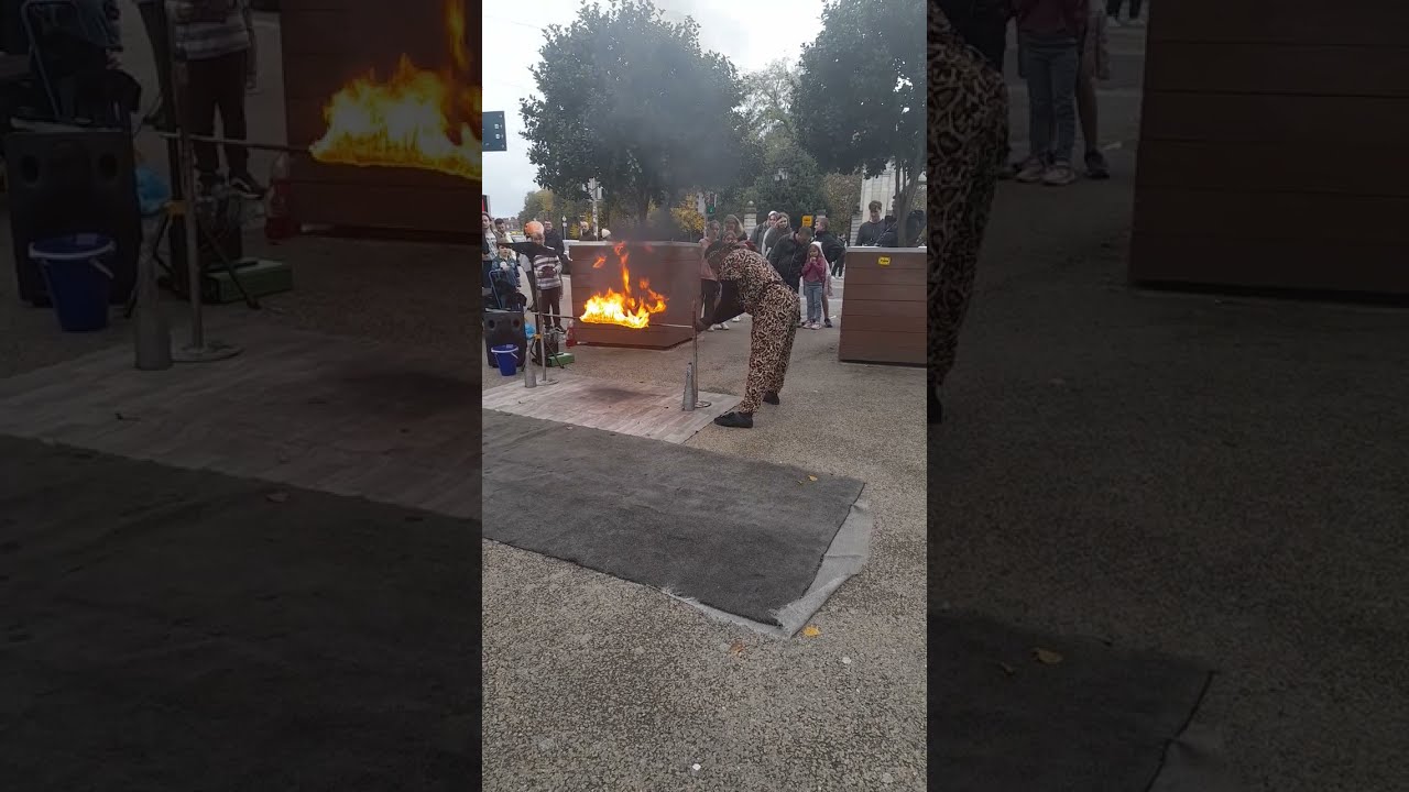 South Africa man playing dangerous games with fire in  Grafton street Dublin