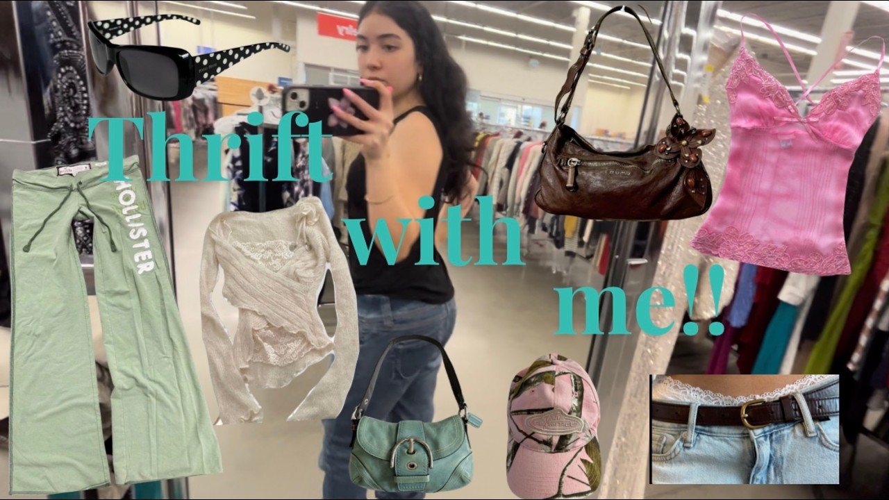 THRIFT WITH ME! TRY ON & haul yay!! (vintage, early 2000s, pinterest inspired)
