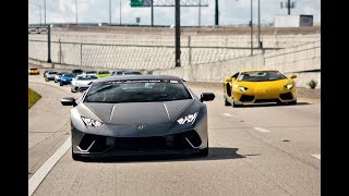 300+ Supercars TAKE OVER streets Lamborghini Bugatti Pagani Koenigsegg Exotic Car TOY RALLY 2017